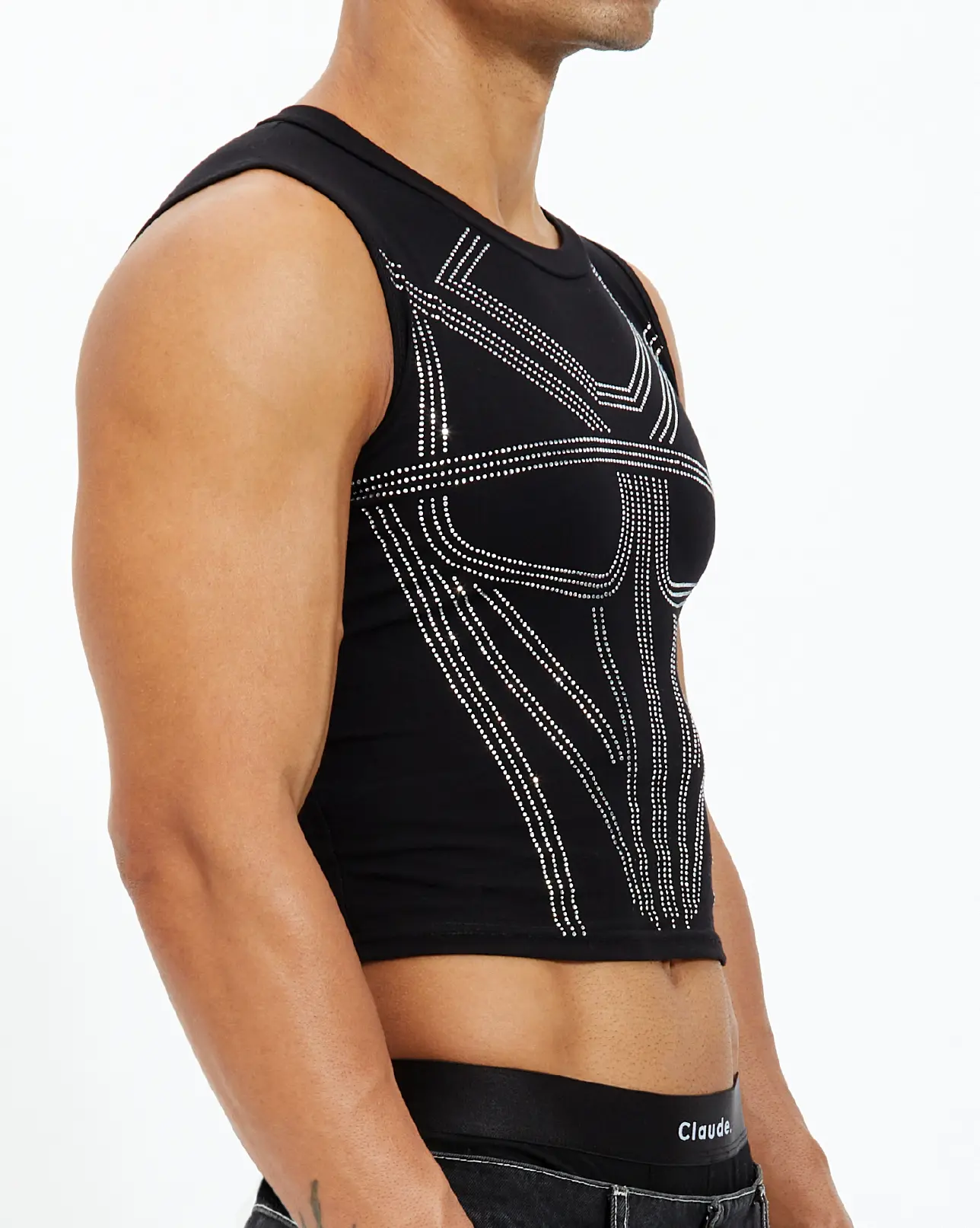 Armour Rhinestone Mid Crop Tank Top - Image 3
