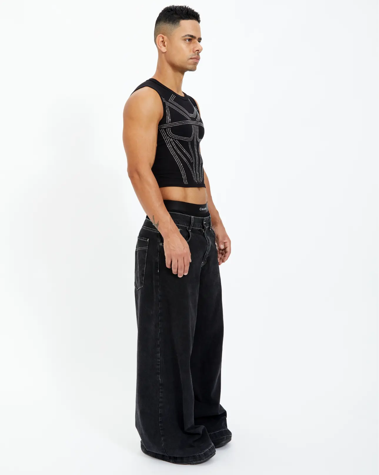 Armour Rhinestone Mid Crop Tank Top - Image 4