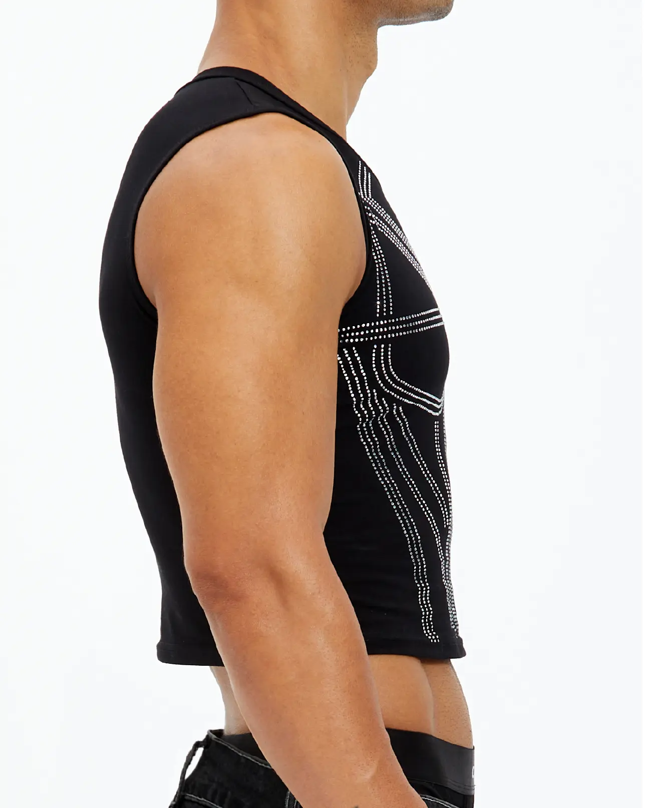 Armour Rhinestone Mid Crop Tank Top - Image 5