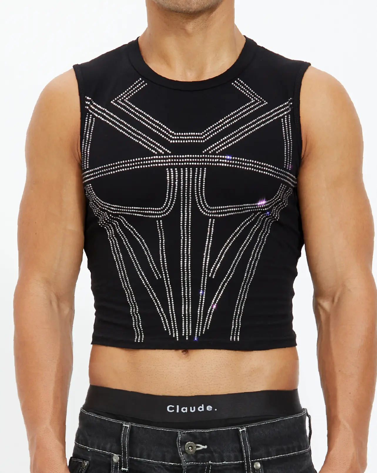Armour Rhinestone Mid Crop Tank Top - Image 6