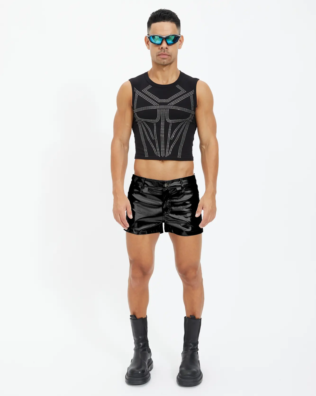 Armour Rhinestone Mid Crop Tank Top - Image 9