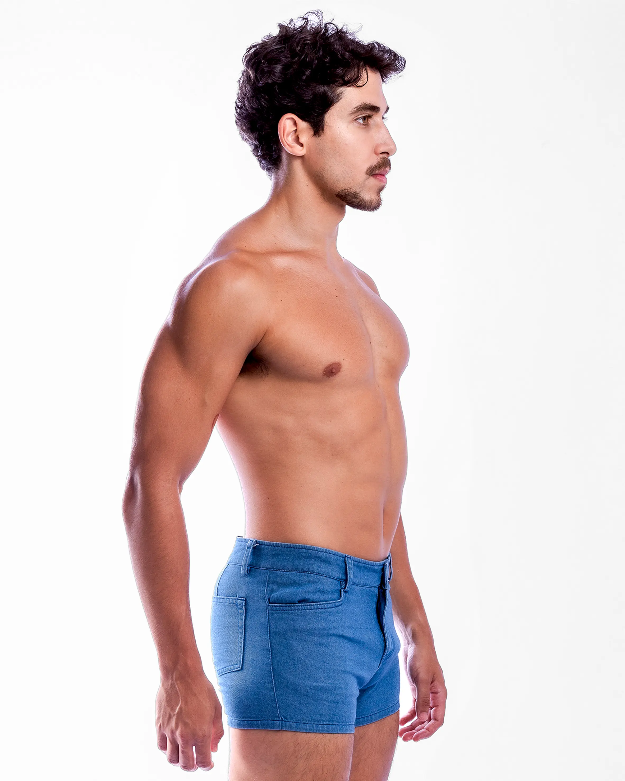 Short Length Denim Shorts - Blue - Image 3