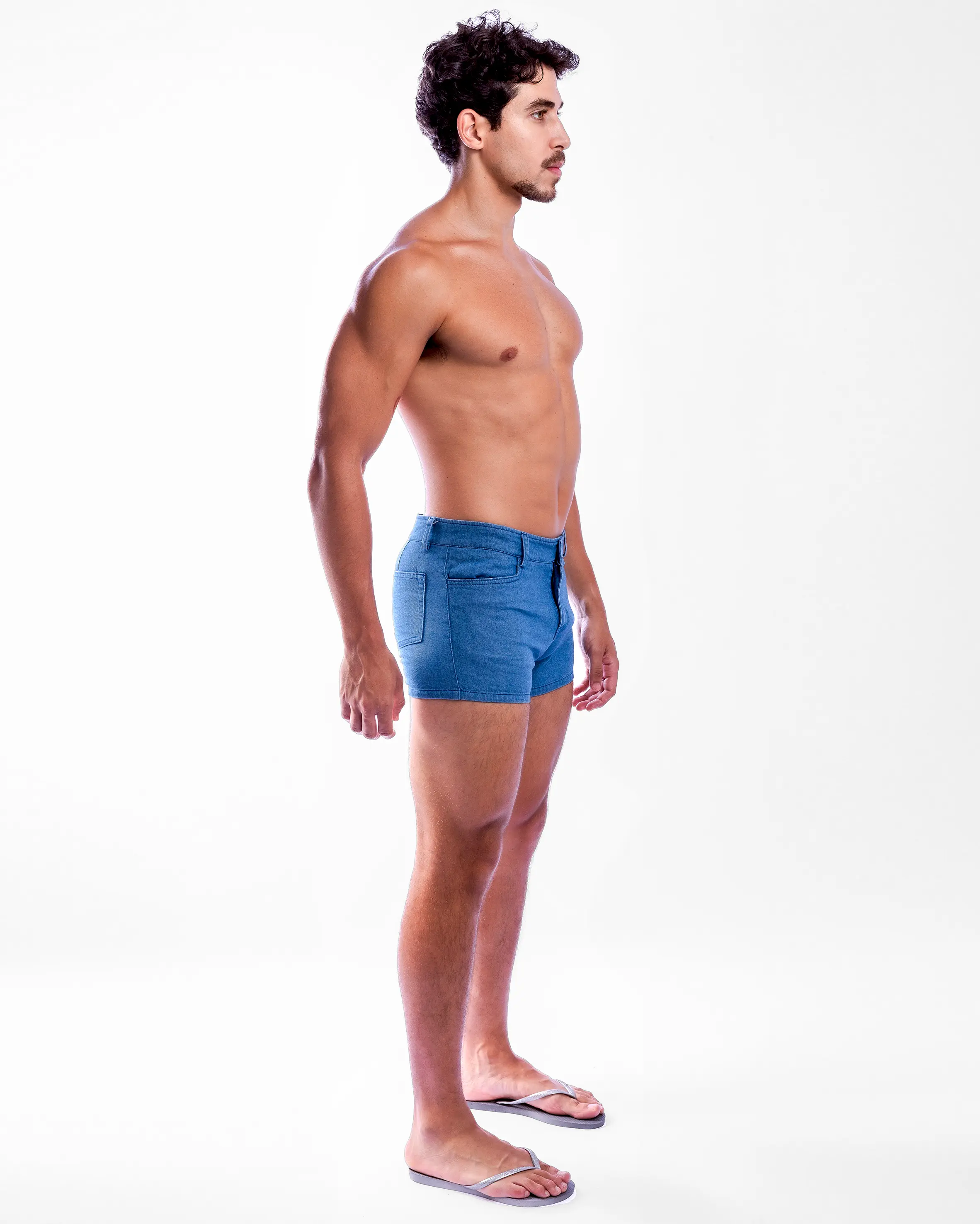 Short Length Denim Shorts - Blue - Image 4