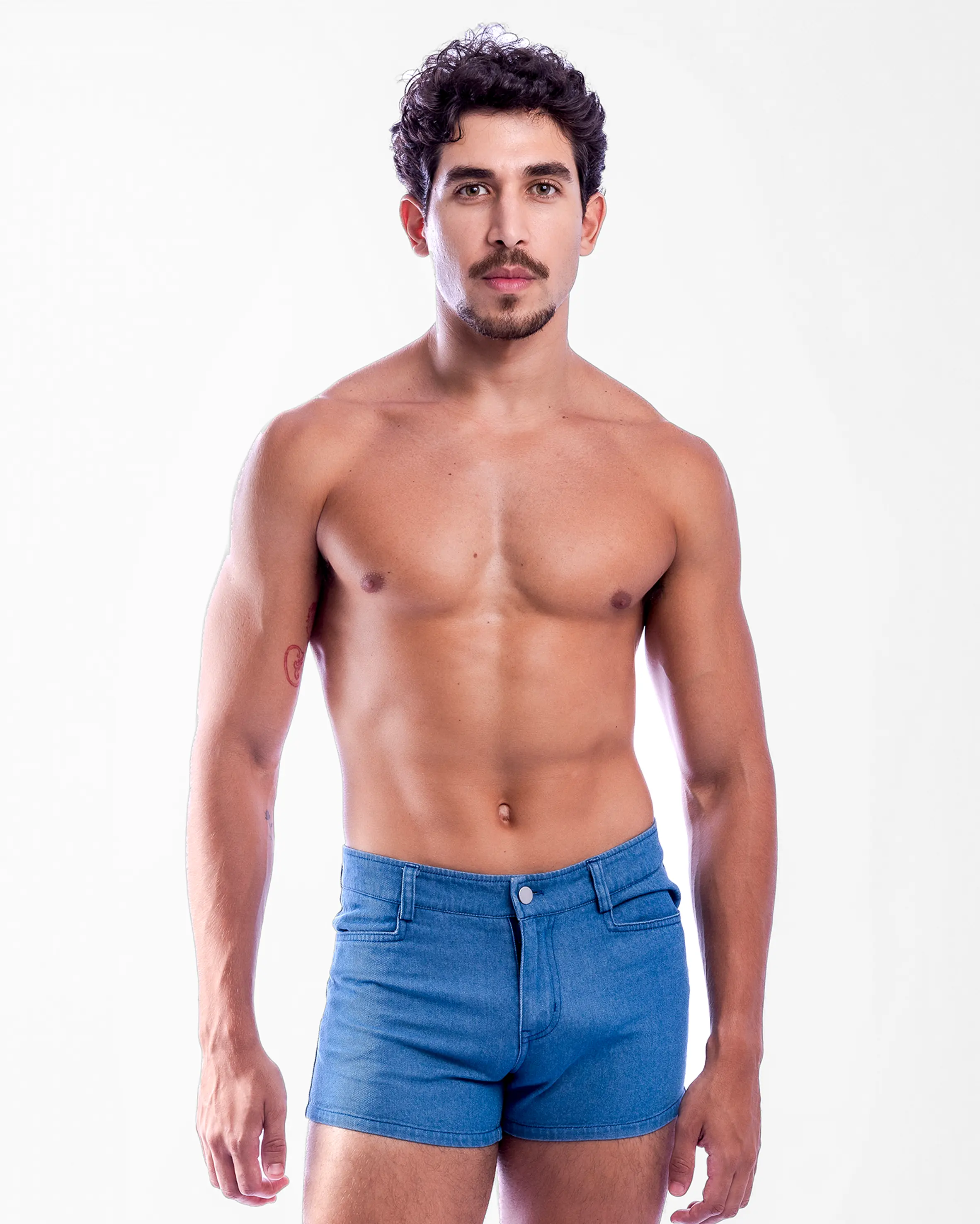 Short Length Denim Shorts - Blue - Image 5