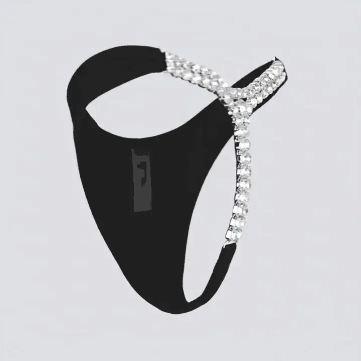 Diamond T-Back Thong - Black - Image 5